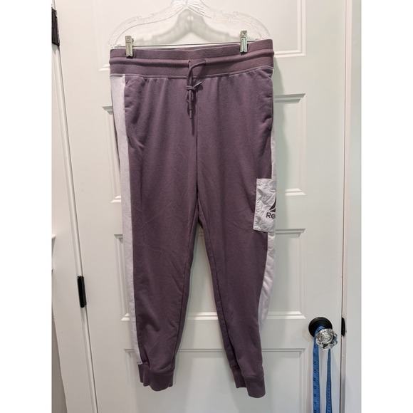 Reebok Pants - Reebok Women's L Jogger Sweatpants Purple Lilac Cargo Pocket Colorblock 2022